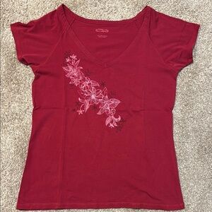 Red Crazy Shirt Fitted Embellished Short Sleeve T-Shirt